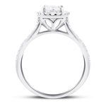 Certified Diamond Halo Cushion Engagement Ring 1.45ct 18k White Gold - All Diamond