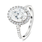 Certified Diamond Halo Oval Engagement Ring 1.50ct G/SI 18k White Gold - All Diamond