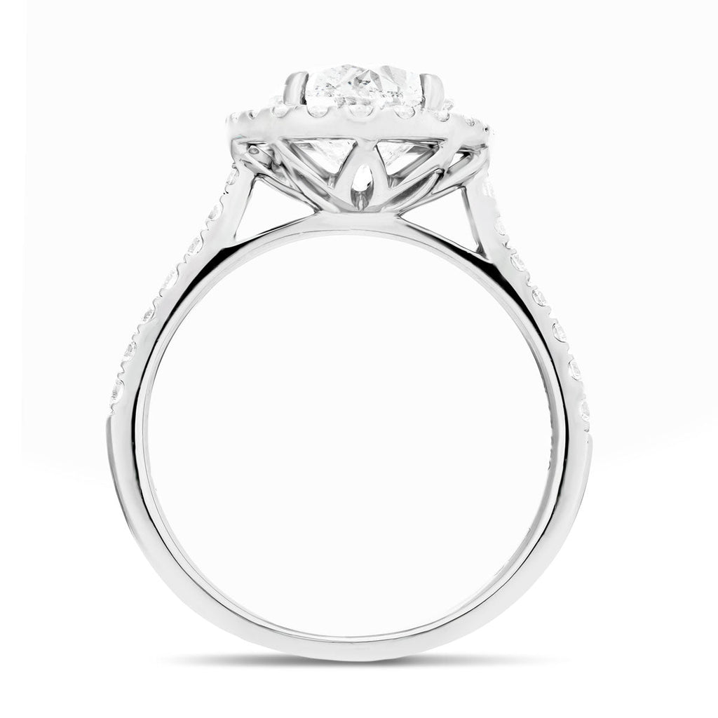Certified Diamond Halo Oval Engagement Ring 2.50ct E/VS 18k White Gold - All Diamond