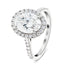 Anillo de compromiso ovalado con halo de diamantes certificados de 2,50 quilates E/VS Platino