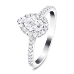 Certified Diamond Halo Pear Engagement Ring 0.85ct Platinum - All Diamond