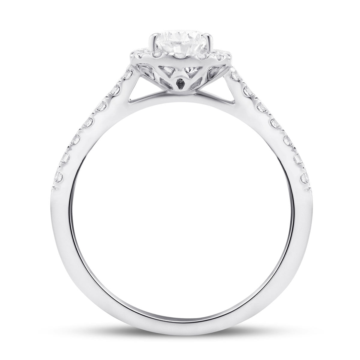 Certified Diamond Halo Pear Engagement Ring 1.45ct 18k White Gold - All Diamond