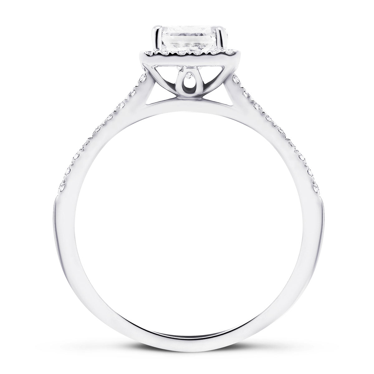 Certified Diamond Halo Princess Engagement Ring 1.25ct 18k White Gold - All Diamond