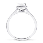 Certified Diamond Halo Princess Engagement Ring 1.25ct 18k White Gold - All Diamond