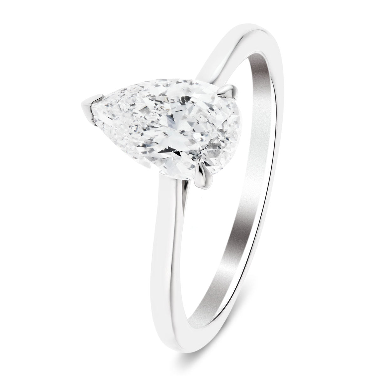 Certified Diamond Pear Solitaire Engagement Ring 0.50ct G/SI 18k White Gold - All Diamond