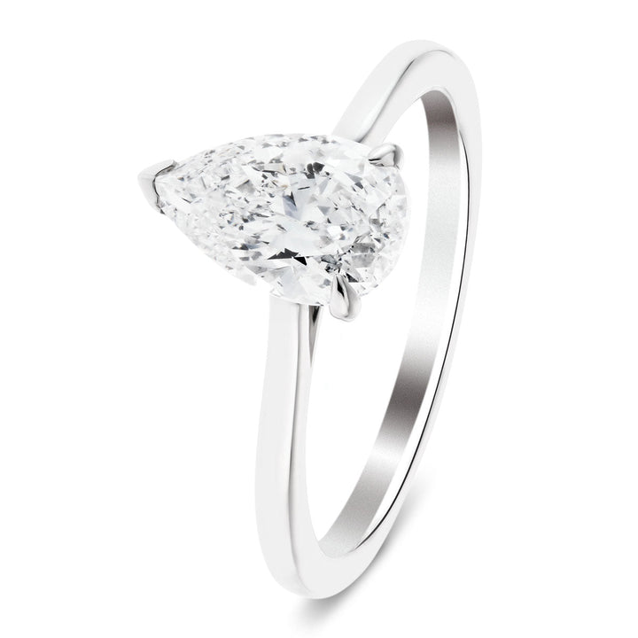 Certified Diamond Pear Solitaire Engagement Ring 2.00ct E/VS 18k White Gold