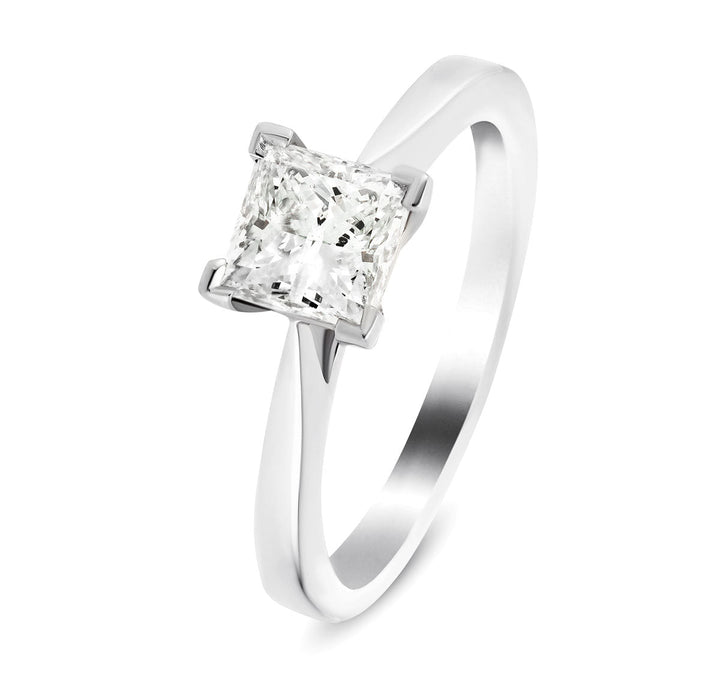 Anillo de compromiso de princesa con diamantes certificados de 2,00 ct E/VS en platino