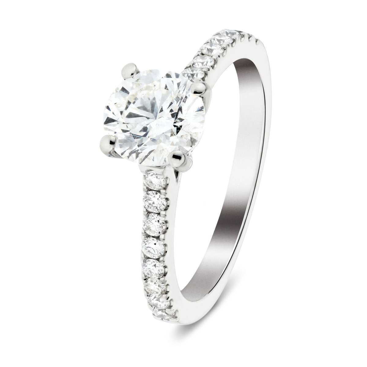 Certified Diamond Round Side Stone Engagement Ring 0.45ct E/VS Platinum - All Diamond