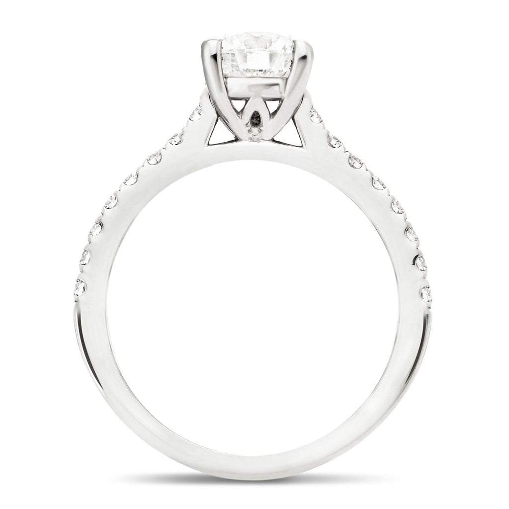 Certified Diamond Round Side Stone Engagement Ring 1.15ct G/SI Platinum - All Diamond