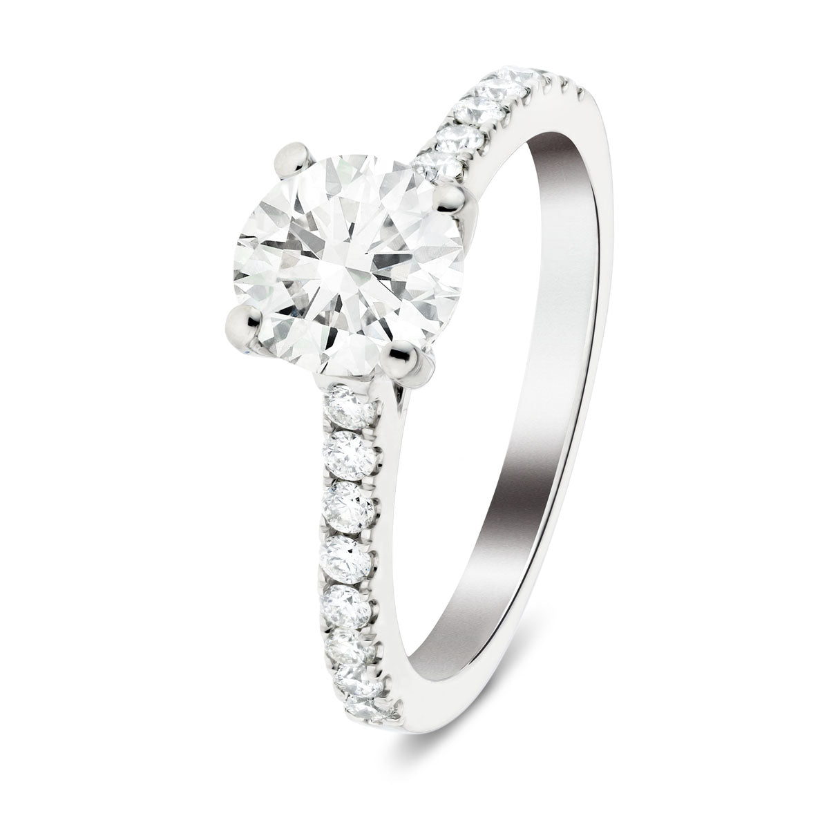 Certified Diamond Round Side Stone Engagement Ring 2.25ct E/VS 18k White Gold - All Diamond