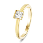 Certified Princess Diamond Rub Over Engagement Ring 0.50ct E/VS 18k Yellow Gold - All Diamond