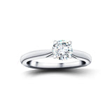 Certified Solitaire Diamond Engagement Ring 0.40ct H/SI Quality 18k White Gold - All Diamond