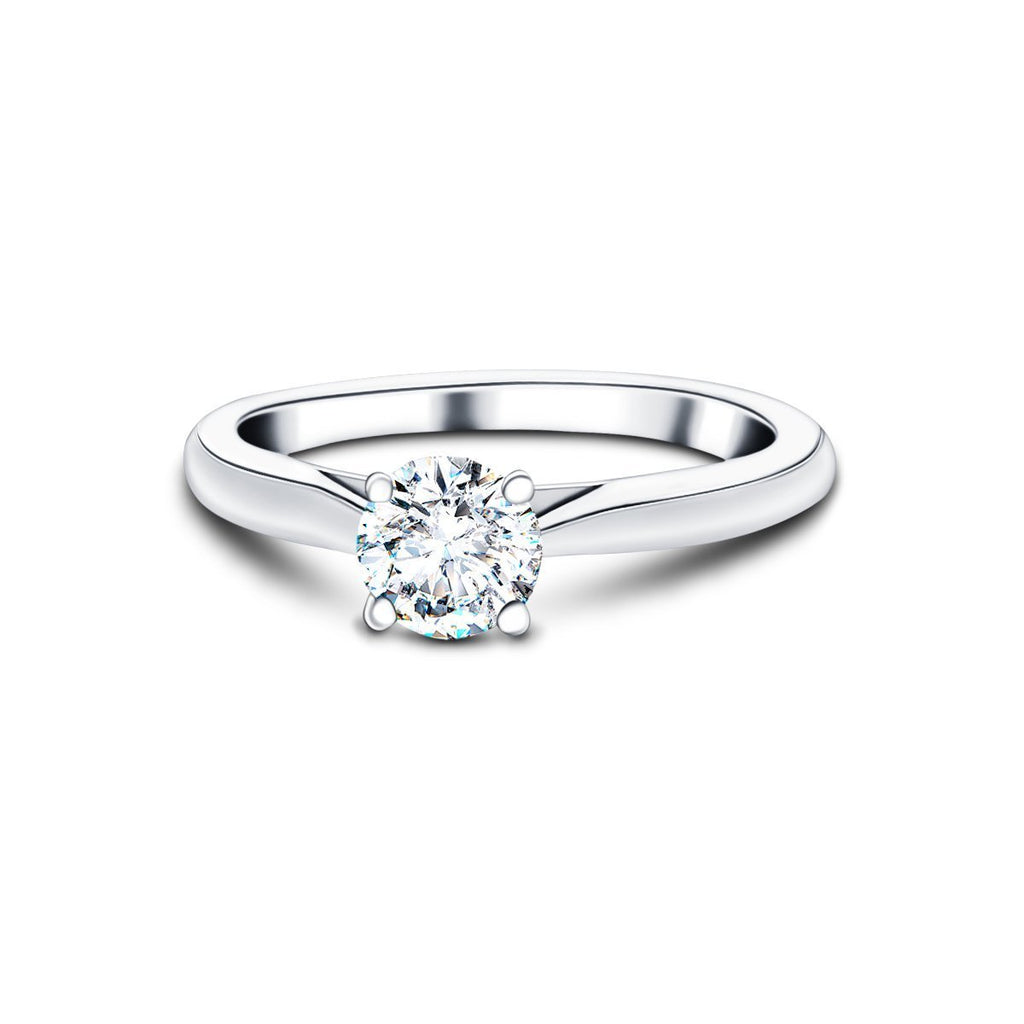 Certified Solitaire Diamond Engagement Ring 0.40ct H/SI Quality 9k White Gold - All Diamond