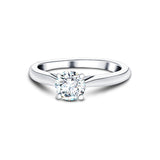 Certified Solitaire Diamond Engagement Ring 0.50ct H/SI Quality 18k White Gold - All Diamond