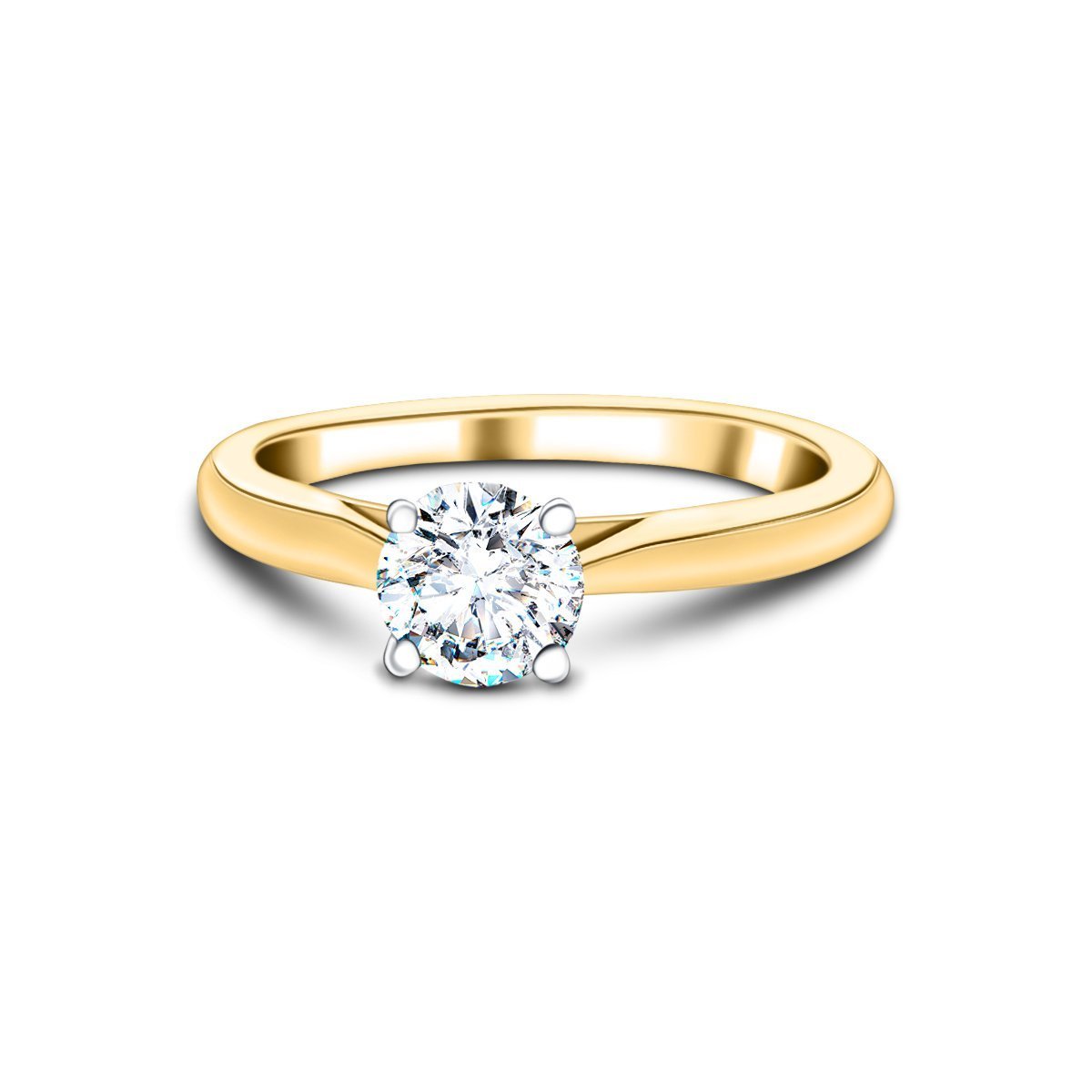 Certified Solitaire Diamond Engagement Ring 0.50ct H/SI Quality 18k Yellow Gold - All Diamond