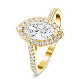 Certified Twist Marquise Diamond Halo Engagement Ring 0.60ct E/VS in 18k Yellow Gold - All Diamond