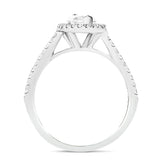 Certified Twist Marquise Diamond Halo Engagement Ring 0.60ct E/VS in Platinum - All Diamond