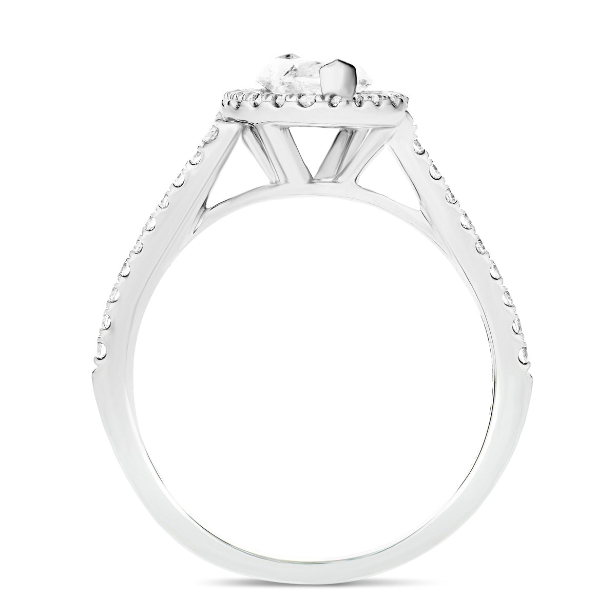 Certified Twist Marquise Diamond Halo Engagement Ring 0.60ct G/SI in Platinum - All Diamond