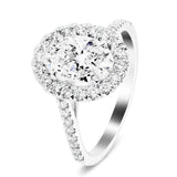 Certified Twist Oval Diamond Halo Engagement Ring 1.50ct E/VS in Platinum - All Diamond