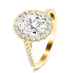 Certified Twist Oval Diamond Halo Engagement Ring 1.50ct G/SI in 18k Yellow Gold - All Diamond