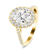 Certified Twist Oval Diamond Halo Engagement Ring 1.50ct G/SI in 18k Yellow Gold - All Diamond