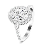 Certified Twist Oval Diamond Halo Engagement Ring 2.10ct G/SI in Platinum - All Diamond