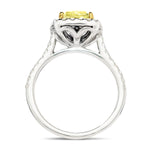 Certified Yellow Diamond Cushion Engagement Ring 0.80ct Ring in 18k White Gold - All Diamond