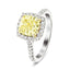 Anillo de compromiso de diamante amarillo certificado con cojín de 1,00 quilates en platino