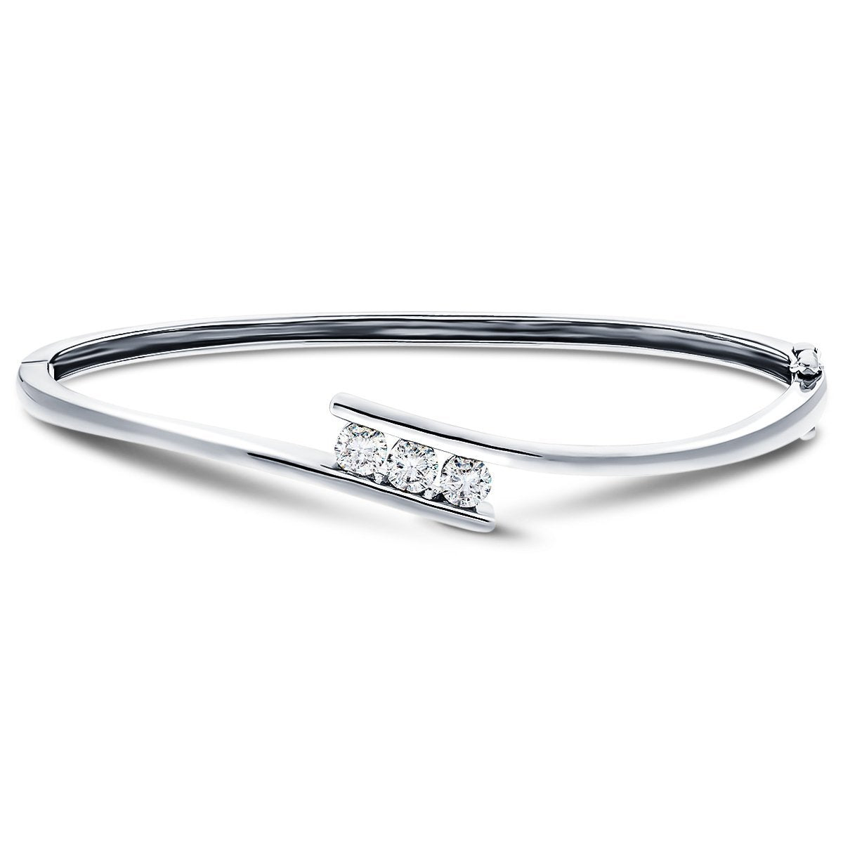 Channel Set Diamond Bangle 0.75ct G/SI Diamond in 18k White Gold - All Diamond