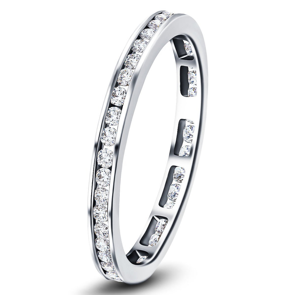Channel Set Full Eternity Diamond Ring 0.50ct in Platinum 2.5mm - All Diamond