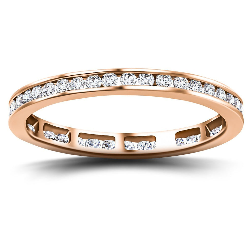 Channel Set Full Eternity Diamond Ring 0.80ct 18k Rose Gold 2.6mm - All Diamond