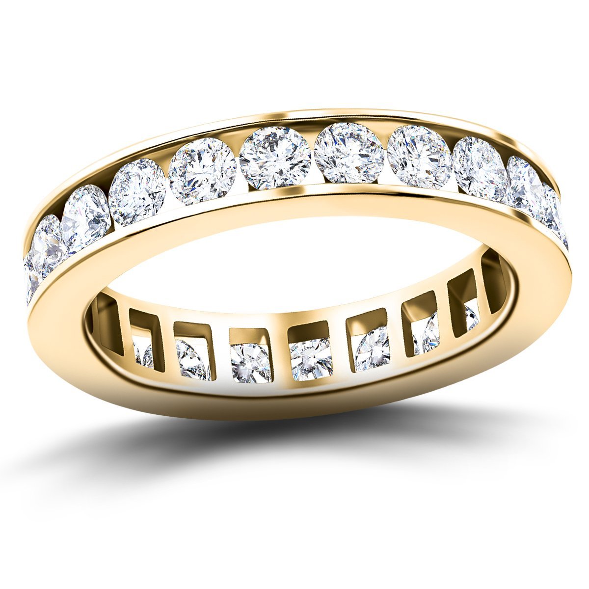 Channel Set Full Eternity Diamond Ring 1.50ct 18k Yellow Gold 3.5mm - All Diamond