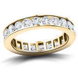 Channel Set Full Eternity Diamond Ring 1.50ct 18k Yellow Gold 3.5mm - All Diamond