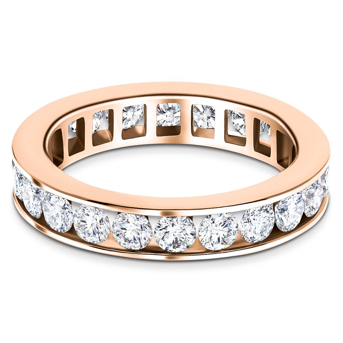 Channel Set Full Eternity Diamond Ring 2.00ct 18k Rose Gold 4.0mm - All Diamond