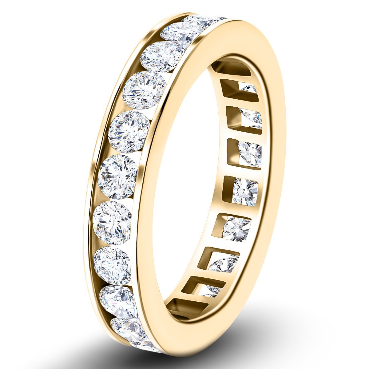 Channel Set Full Eternity Diamond Ring 2.00ct 18k Yellow Gold 4.0mm - All Diamond