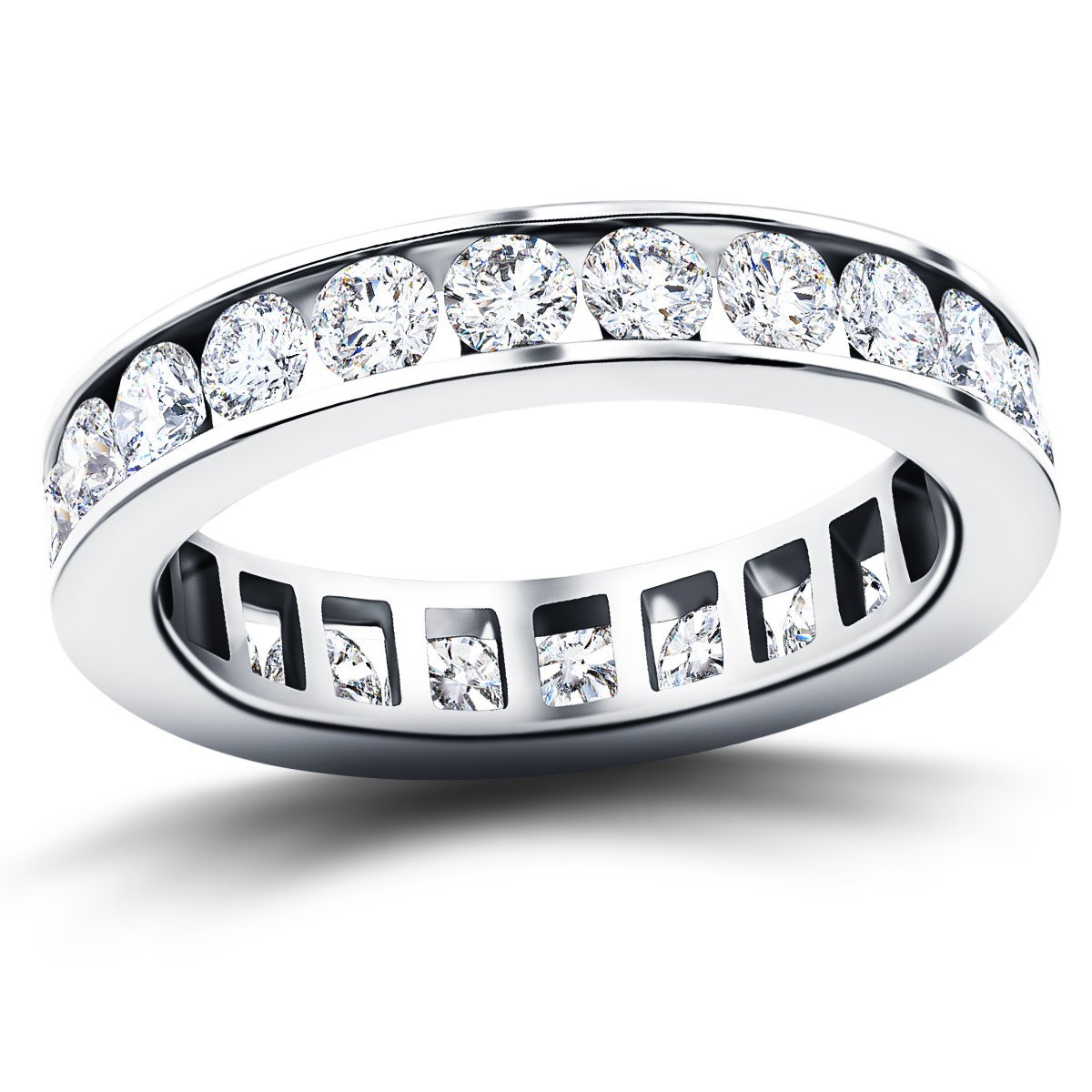 Channel Set Full Eternity Diamond Ring 2.00ct in Platinum 4.0mm - All Diamond