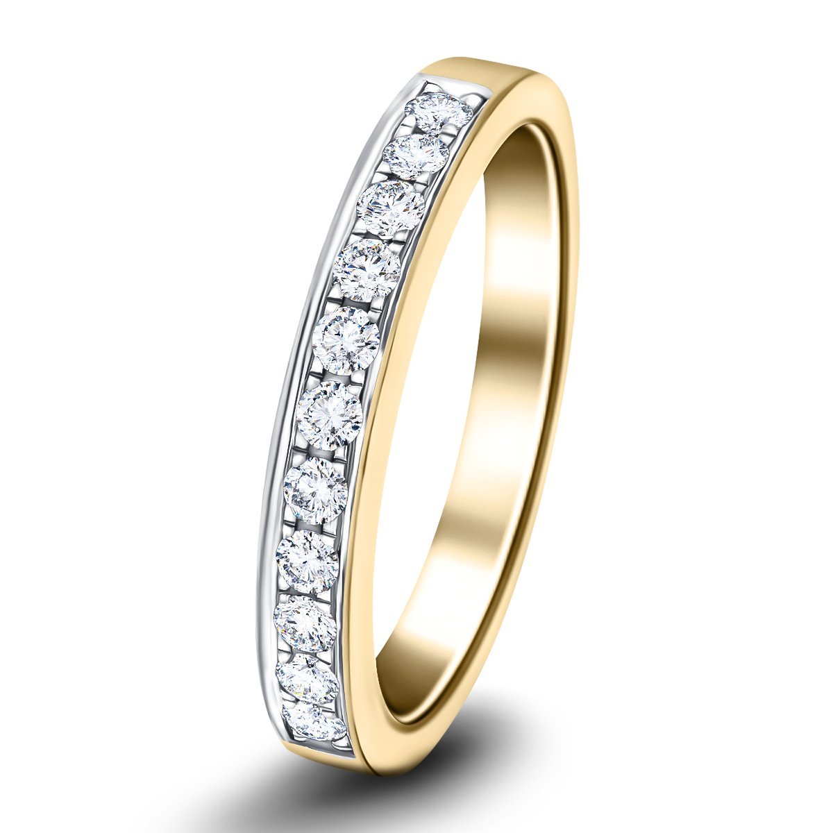 Channel Set Half Eternity Ring 0.25ct G/SI Diamonds in 18k Yellow Gold - All Diamond