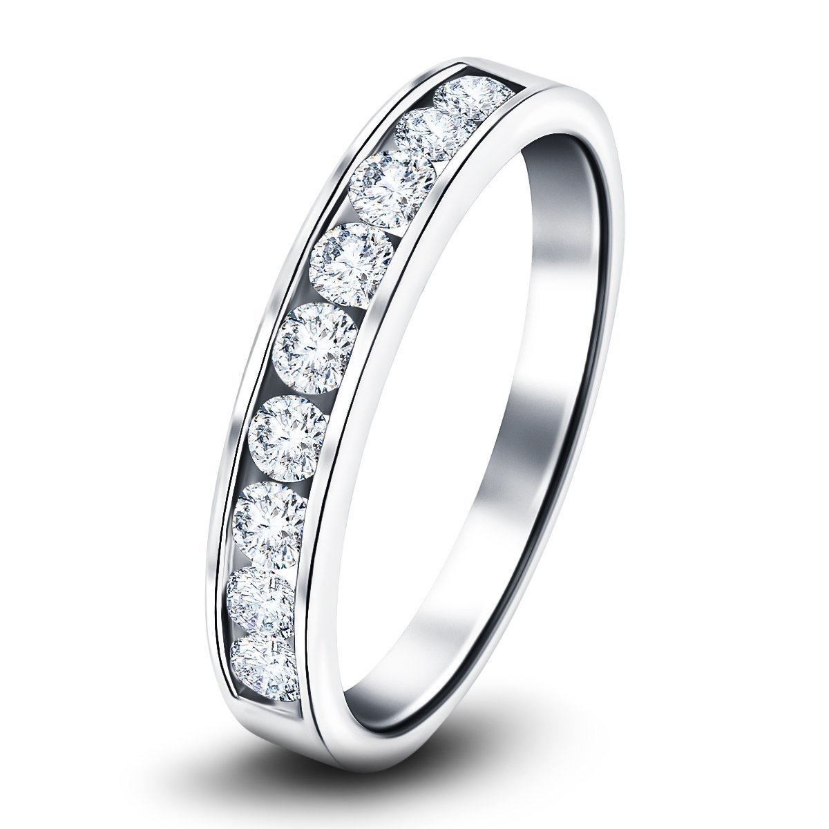 Channel Set Half Eternity Ring 0.25ct G/SI in 18k White Gold 2.7mm - All Diamond