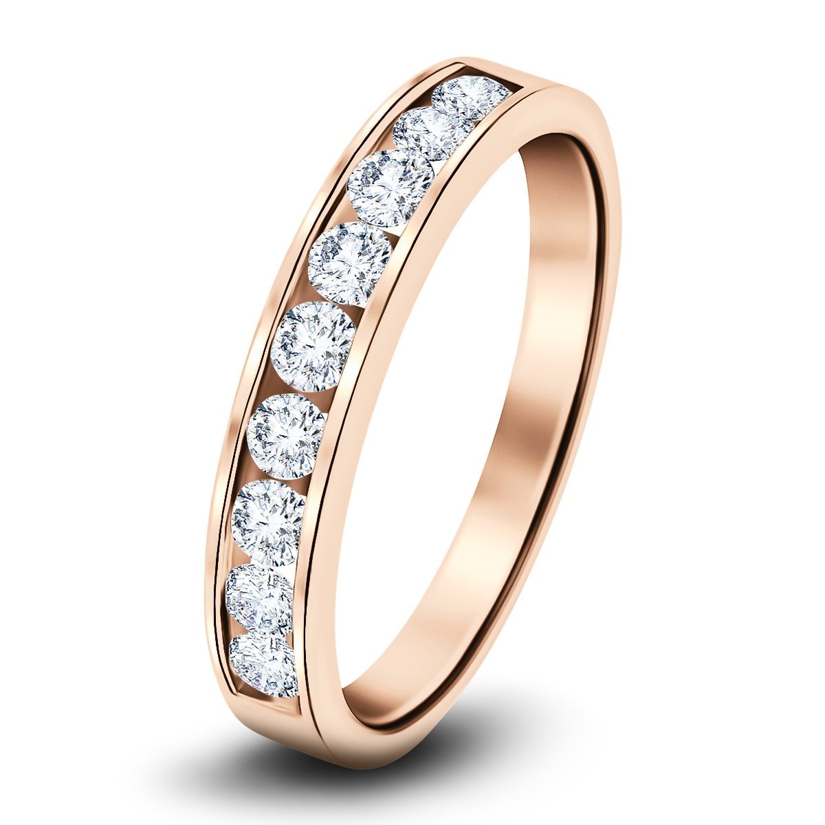 Channel Set Half Eternity Ring 0.25ct G/SI in 9k Rose Gold 2.7mm - All Diamond