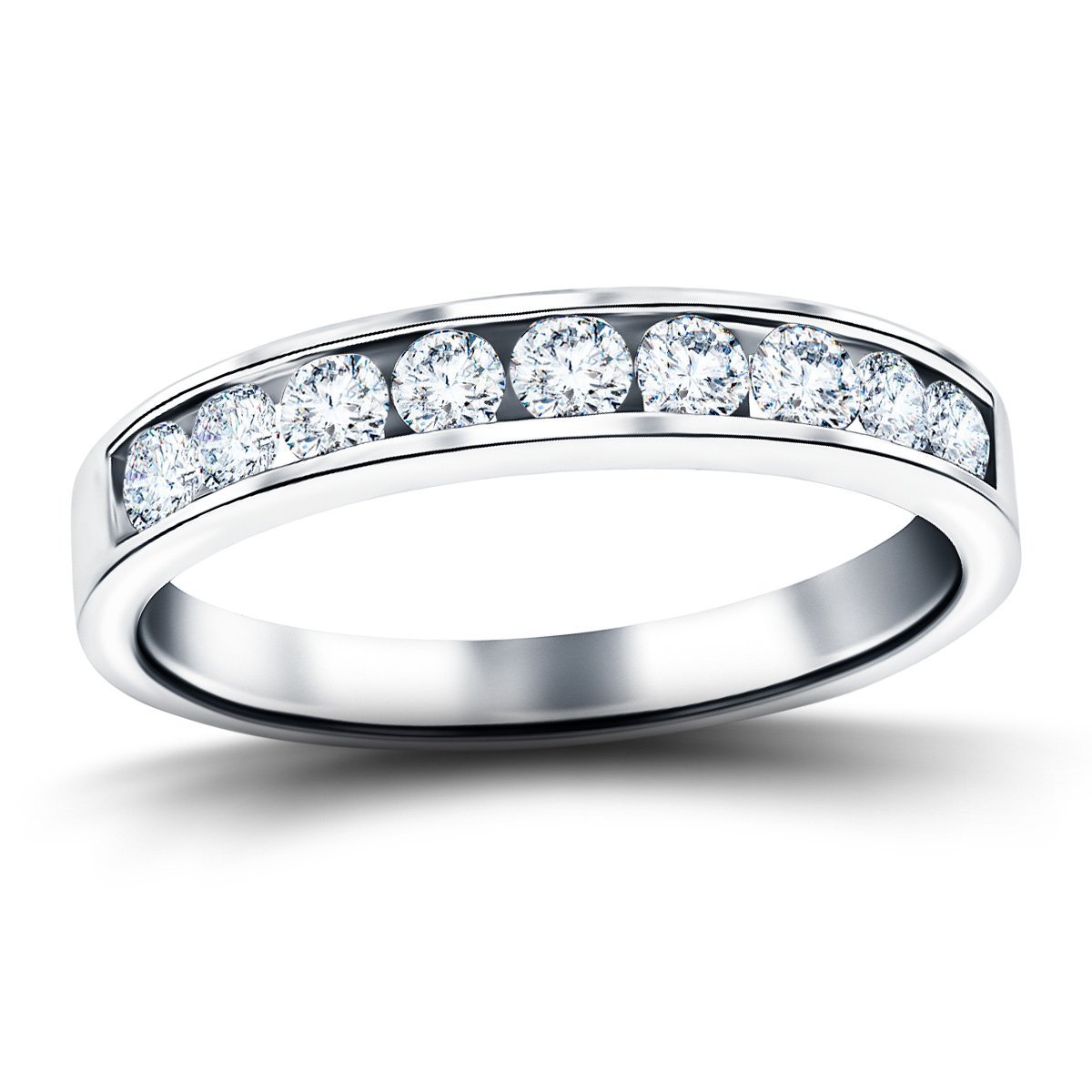 Channel Set Half Eternity Ring 0.25ct G/SI in 9k White Gold 2.7mm - All Diamond