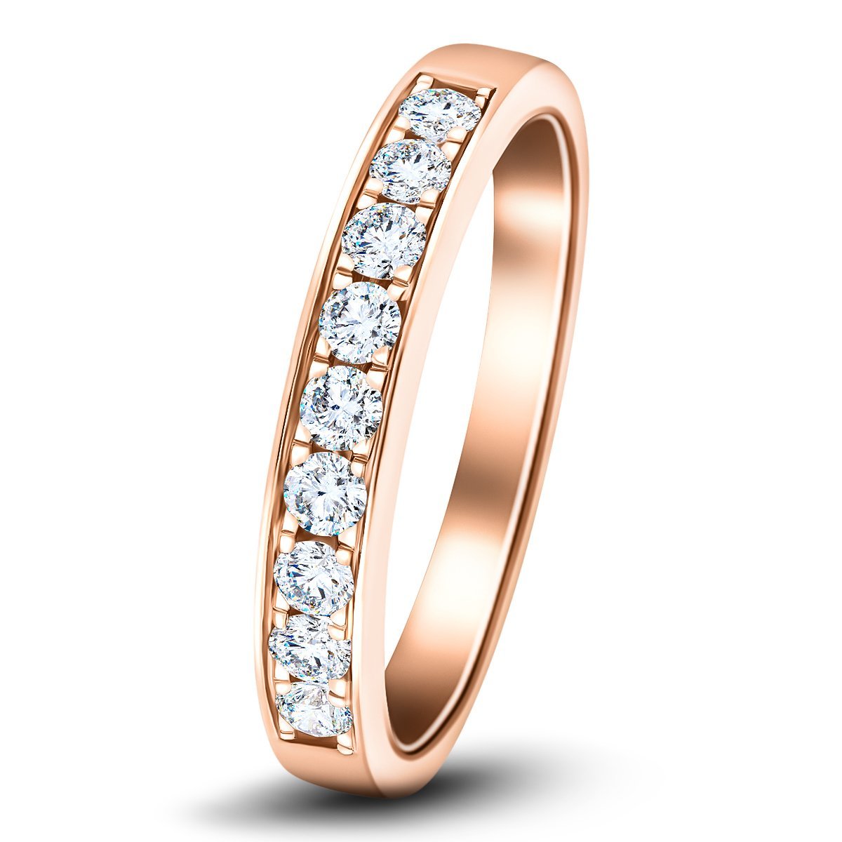 Channel Set Half Eternity Ring 0.35ct G/SI Diamonds in 18k Rose Gold - All Diamond