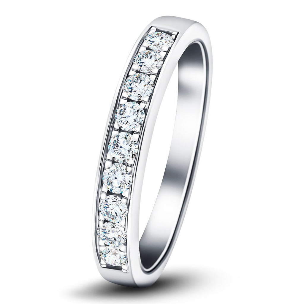 Channel Set Half Eternity Ring 0.35ct G/SI Diamonds in 18k White Gold - All Diamond