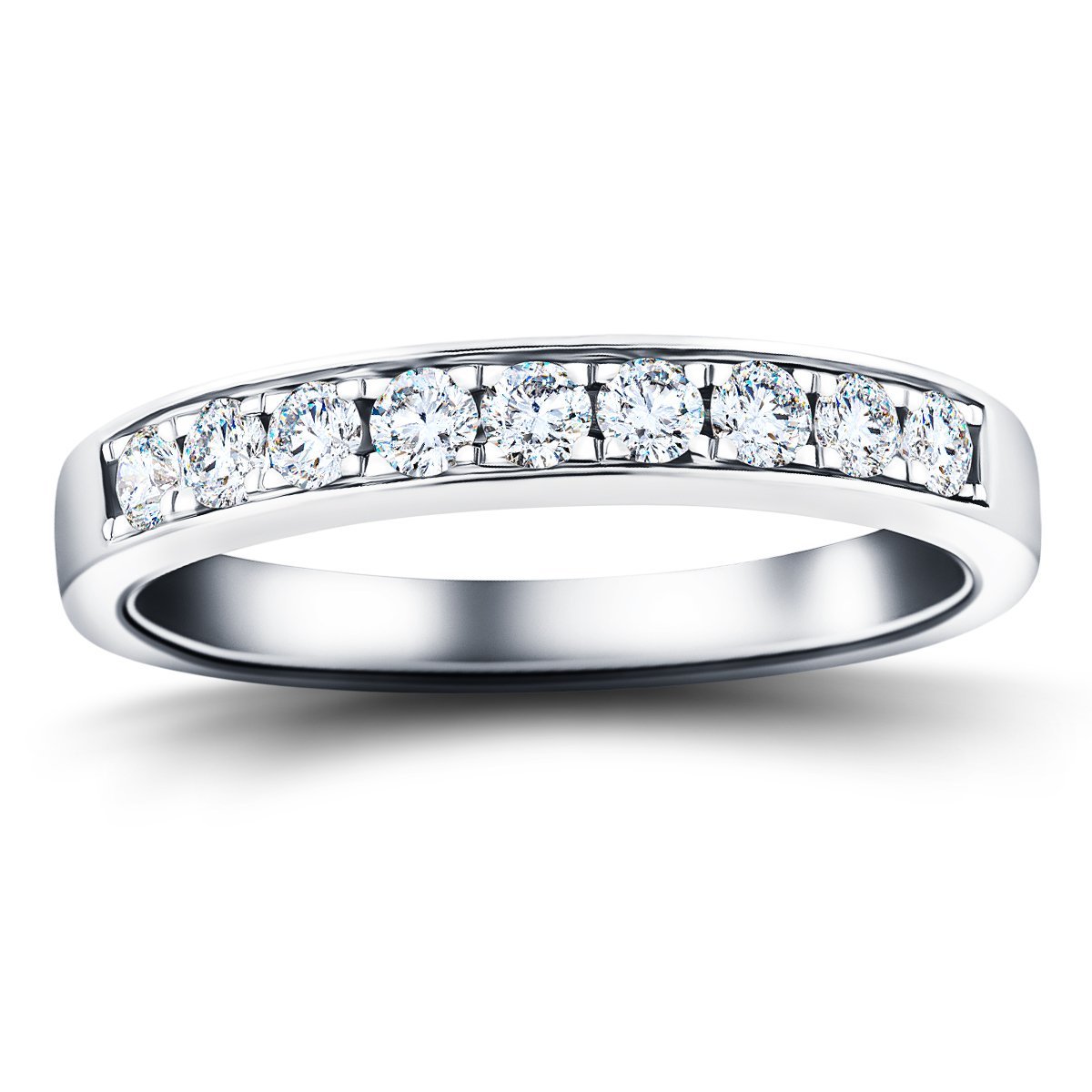 Channel Set Half Eternity Ring 0.50ct G/SI Diamonds in Platinum - All Diamond