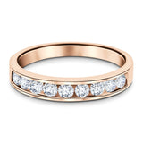 Channel Set Half Eternity Ring 0.50ct G/SI in 18k Rose Gold 3.4mm - All Diamond