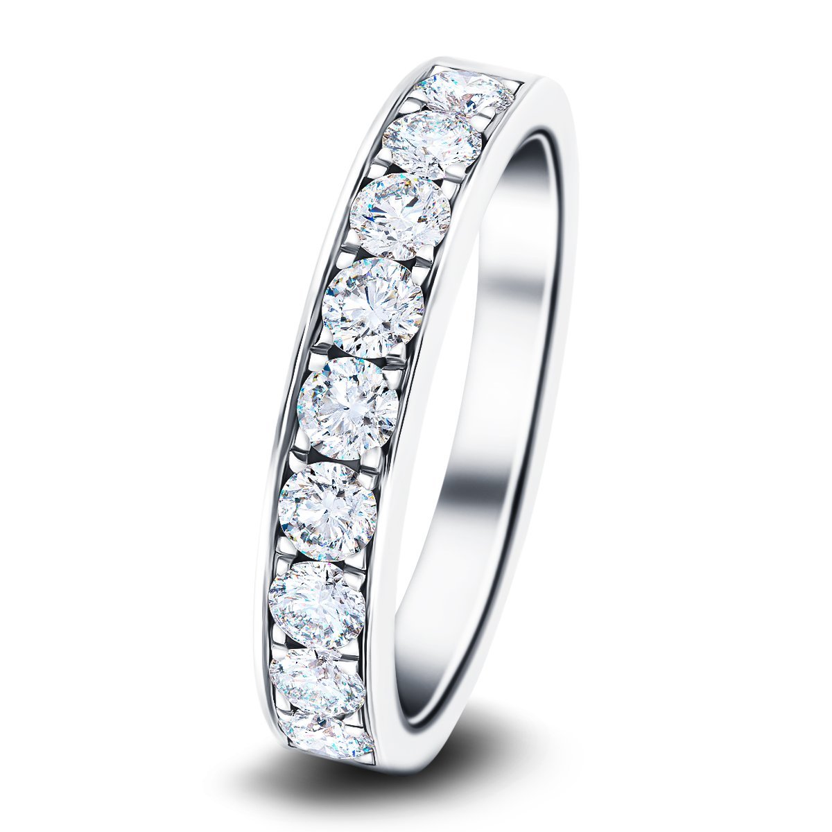 Channel Set Half Eternity Ring 0.75ct G/SI Diamonds in Platinum - All Diamond