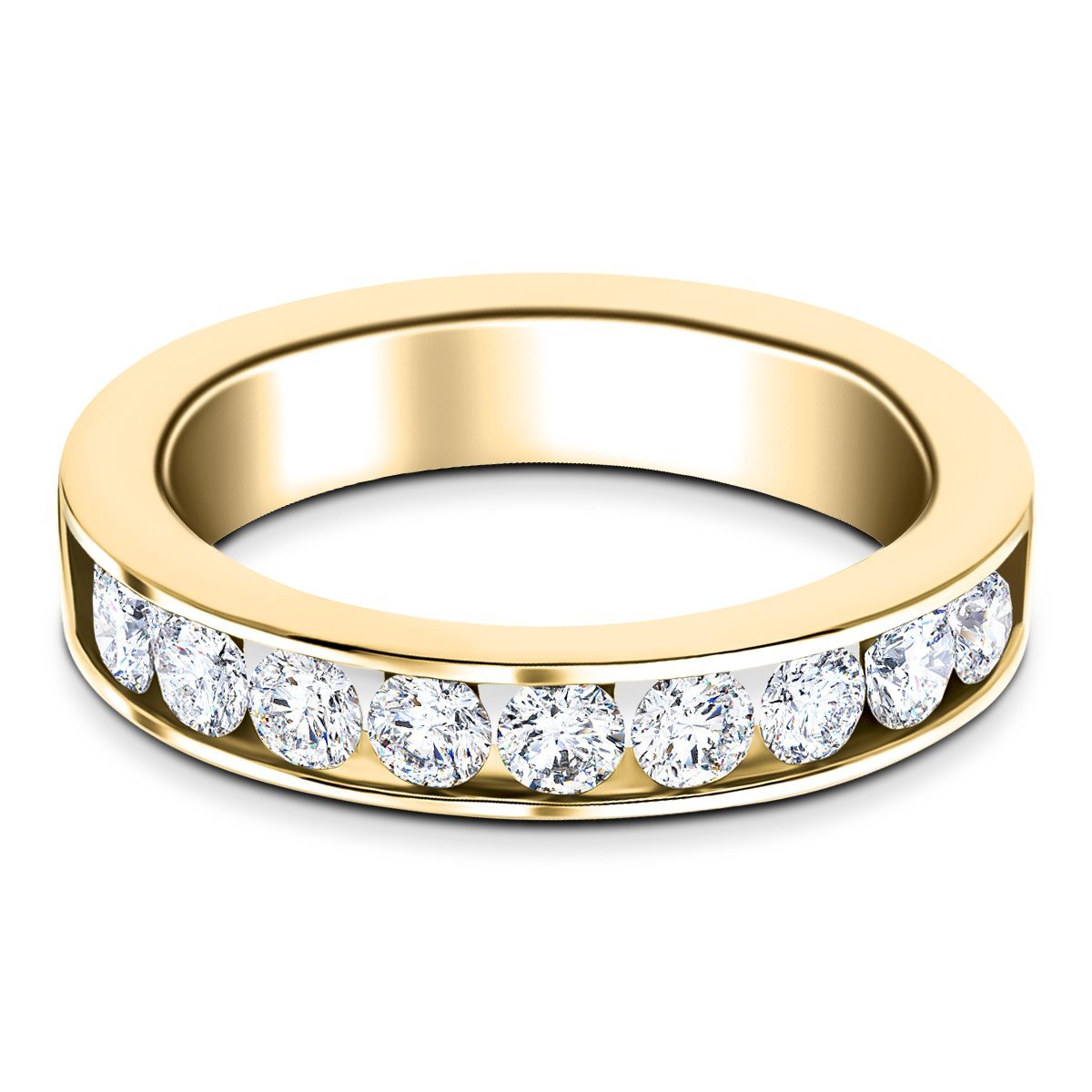 Channel Set Half Eternity Ring 0.80ct G/SI in 18k Yellow Gold 4.0mm - All Diamond