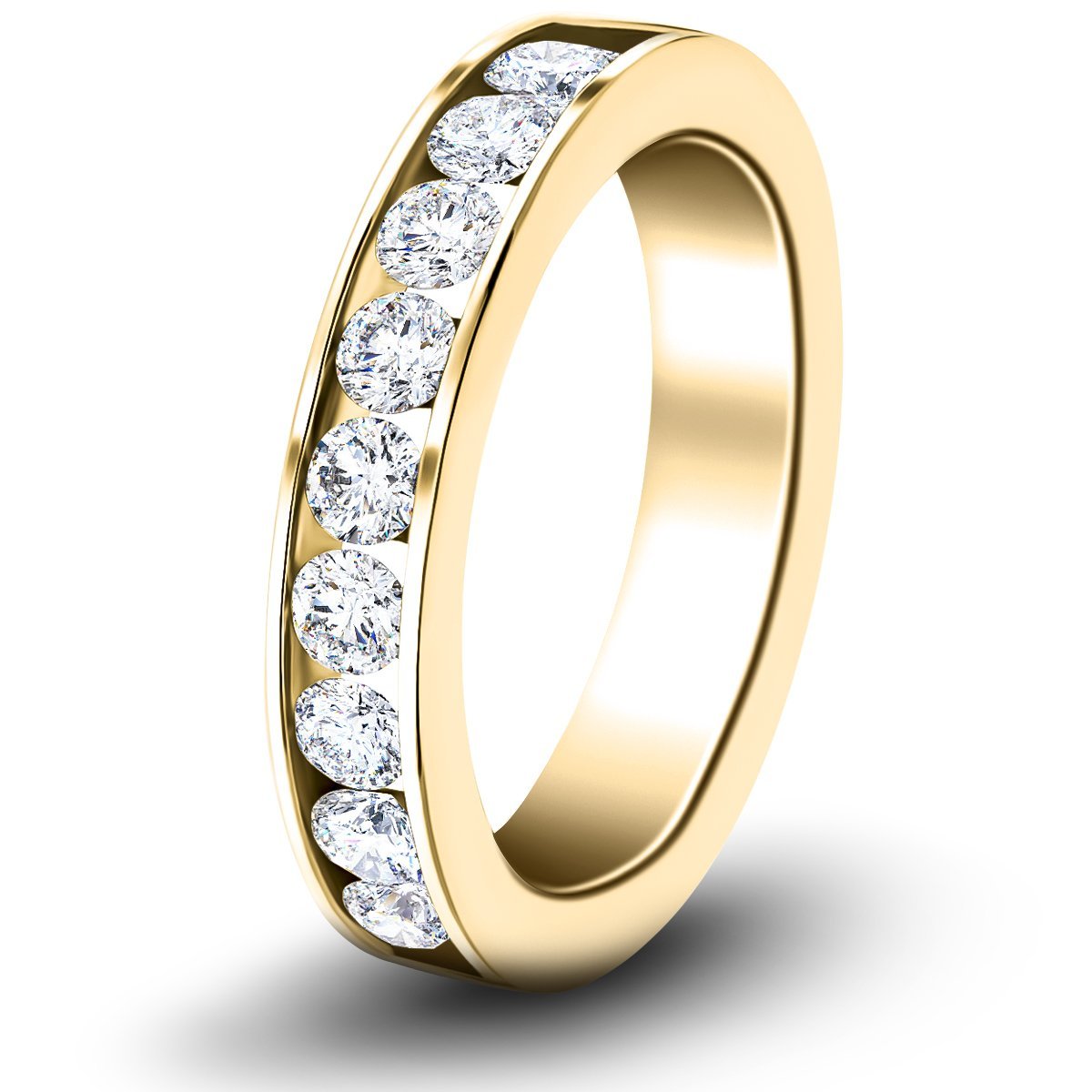 Channel Set Half Eternity Ring 0.80ct G/SI in 18k Yellow Gold 4.0mm - All Diamond