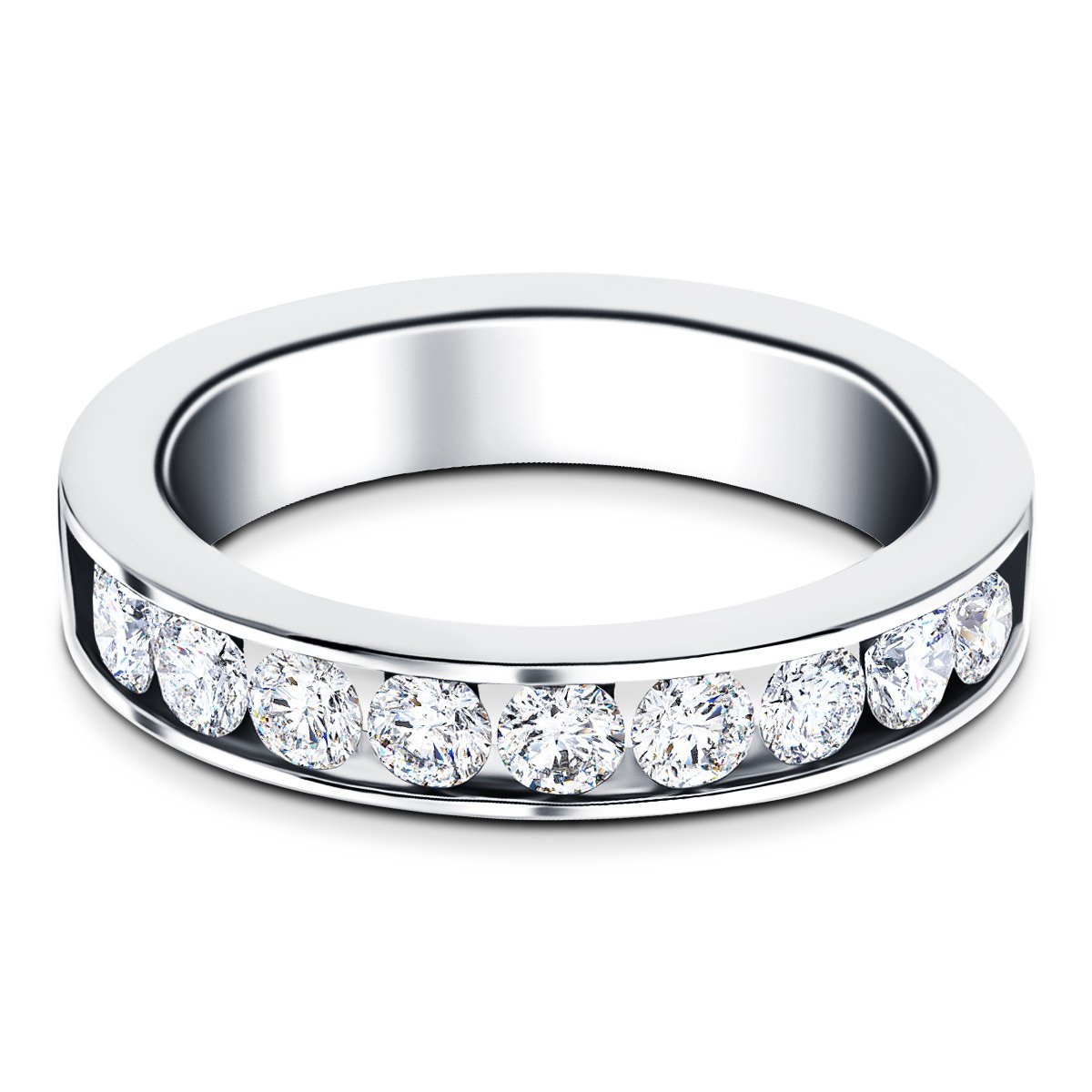 Channel Set Half Eternity Ring 0.80ct G/SI in Platinum 4.0mm - All Diamond