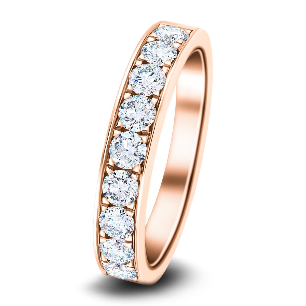 Channel Set Half Eternity Ring 1.00ct G/SI Diamonds in 18k Rose Gold - All Diamond