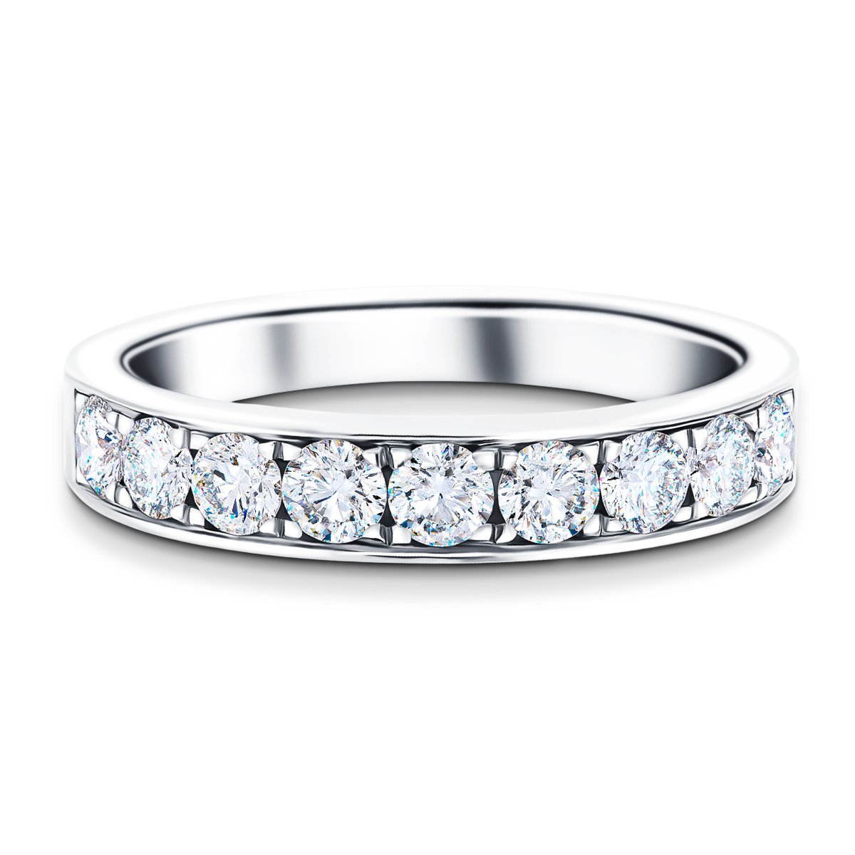 Channel Set Half Eternity Ring 1.00ct G/SI Diamonds in 18k White Gold - All Diamond